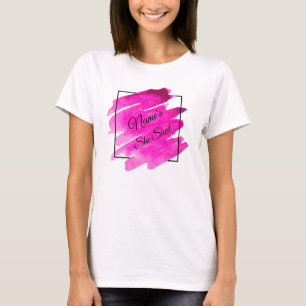 Add Name Edit Text She Shed Mauve Brush Stroke     T-Shirt