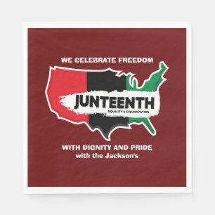 Add Name Edit Text USA Map Juneteenth Party Paper Napkin