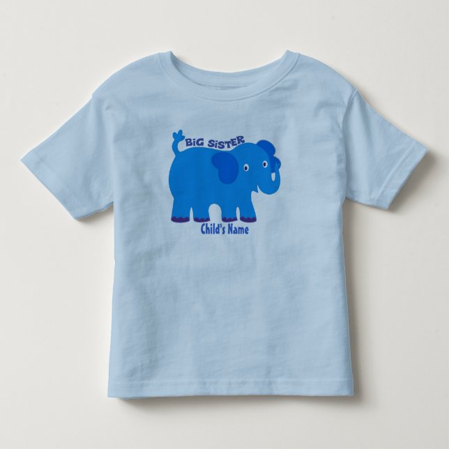 Add Name Elephant Print  Big Sis Tee (Front)