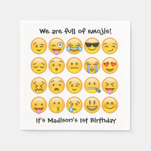Add Name - Emoji Birthday Party Personalized Napkin