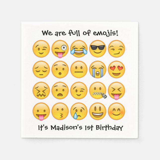 Add Name - Emoji Birthday Party Personalized Napkin (Front)