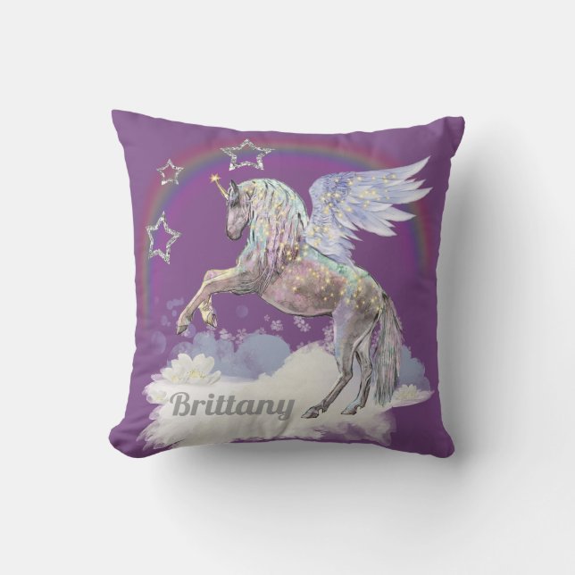 Add name Fantasy Unicorn home decor pillow (Front)