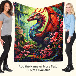 Add Name, Flower Dragon With Red Wings Fleece Blanket<br><div class="desc">Add the Name & Text you want,  on this Flower Dragon With Red Wings Design - - See my store for lots more great Dragon Gifts.</div>