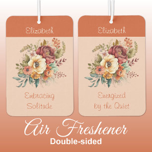 Add name for introverts solitude floral orange air freshener