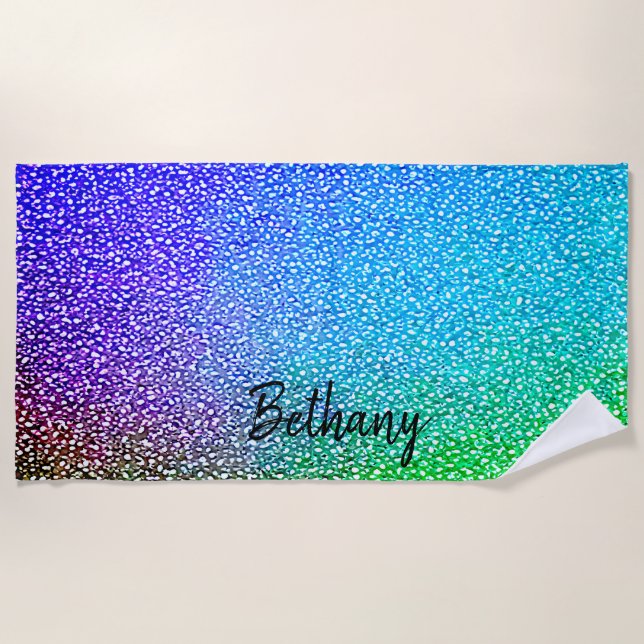 Add Name, Graduated Mauve Blue Aqua Green  Beach Towel (Front)
