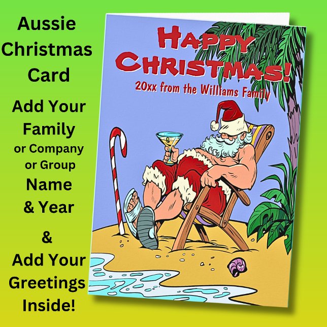 Add Name Greeting Text Santa Sleeping Christmas Card (Creator Uploaded)