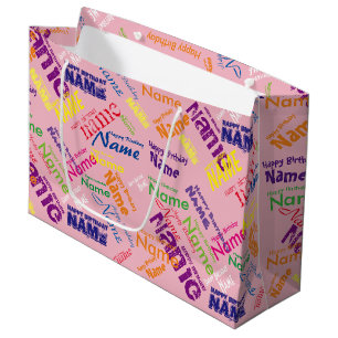 Add Name, Happy Birthday Large Gift Bag