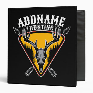 ADD NAME Hunter Elk Skull Big Antlers Deer Hunting Binder