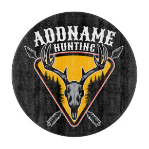 ADD NAME Hunter Elk Skull Big Antlers Deer Hunting Cutting Board