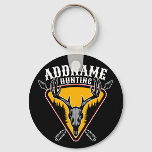 ADD NAME Hunter Elk Skull Big Antlers Deer Hunting Keychain
