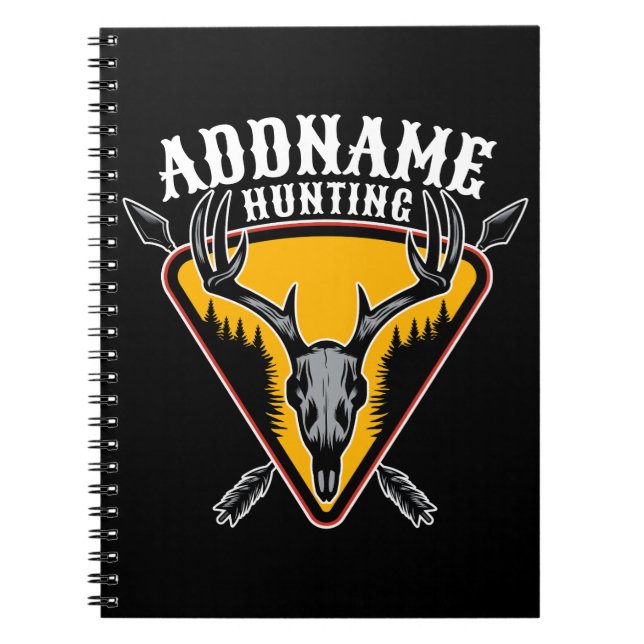 ADD NAME Hunter Elk Skull Big Antlers Deer Hunting Notebook (Front)