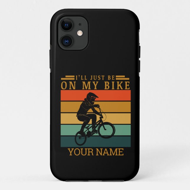 ADD NAME I'LL JUST BE ON MY BMX BIKE SUNSET        Case-Mate iPhone CASE (Back)