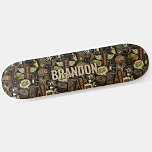 Add Name Initial, Gym Life Collage Brown Skateboard<br><div class="desc">Add any name or initials you want on this great design - See my store for lots more personalized skateboard designs and Skateboard T-Shirts,  Hoodies,  Backpacks,  Blankets and more.</div>