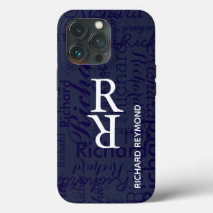 add name/initial to get personalized blue iPhone 13 pro case