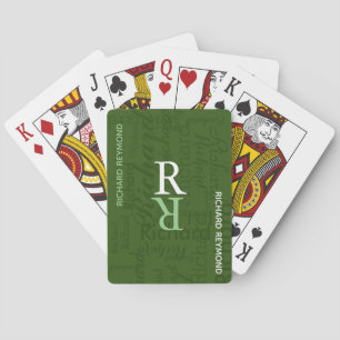 Add Name Initial to get Personalized Green Playing Cards