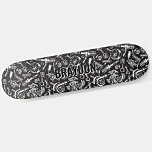 Add Name Initials, Black Grey Auto Car Parts  Skateboard<br><div class="desc">Add any name or initials you want on this great design - See my store for lots more personalized skateboard designs and Skateboard T-Shirts,  Hoodies,  Backpacks,  Blankets and more.</div>