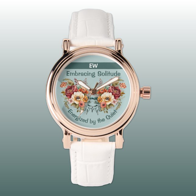 Add name introvert solitude floral green watch (Creator Uploaded)