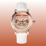 Add name introvert solitude floral orange watch<br><div class="desc">Add a touch of elegance to your wrist with this stunning Women's Watch, featuring a chic white leather strap. Perfect for those who cherish quiet moments, (Introverts) this watch is adorned with delicate floral accents and the phrase "Embracing Solitude, '' and ''Energized by the Quiet, " or customize it with...</div>