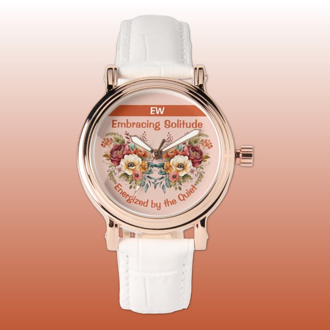 Add name introvert solitude floral orange watch (Creator Uploaded)