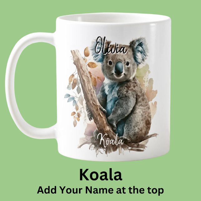 Add Name Koala on Tree Australian Animal Marsupial Coffee Mug (Creator Uploaded)