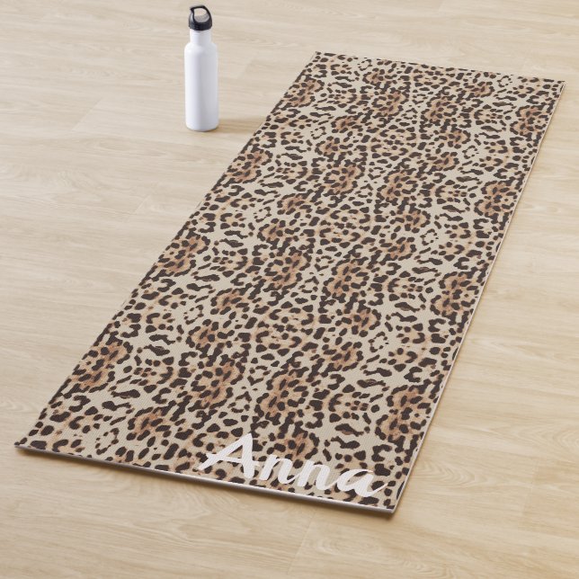 Add Name. Leopard style Print. Yoga Mat (In Situ)