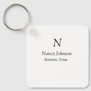 Add name letter name address City place add text Keychain