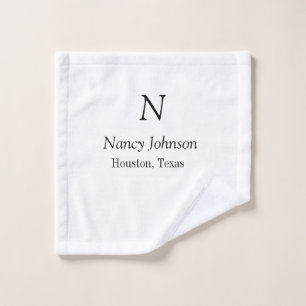 Add name letter name address City place add text Wash Cloth