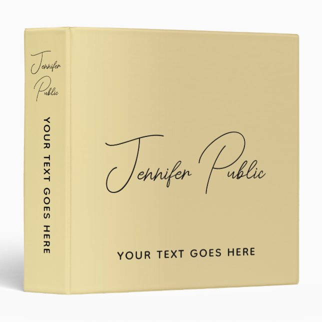 Add Name Logo Script Text Here Gold Colour Binder (Front/Spine)