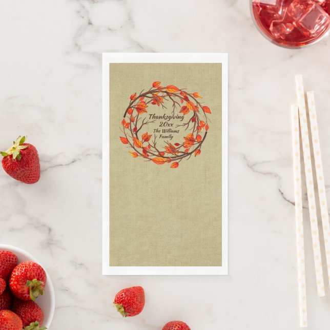 Add Name Matching Thanksgiving Autumn Paper Guest  Napkin (Insitu)