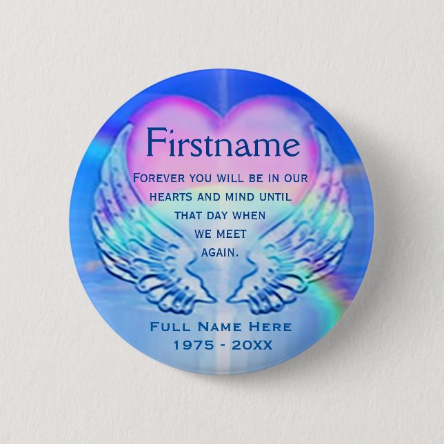 Add Name | Memorial | Rainbow Heart 2 Inch Round Button (Front)