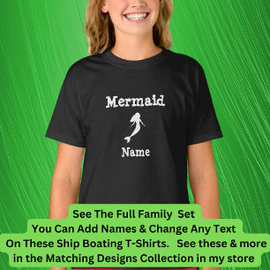 Add Name, Mermaid Boat Matching Family Set T-Shirt