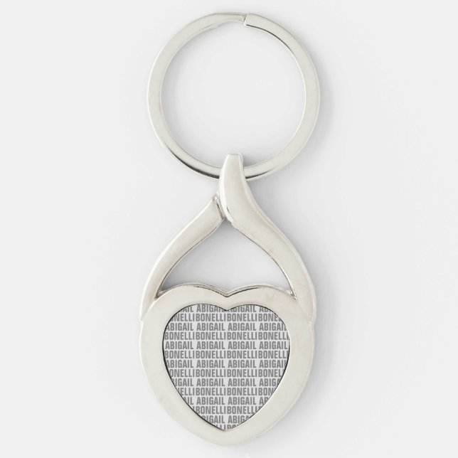 Add name minimalist bold modern grey chic keychain (Front)