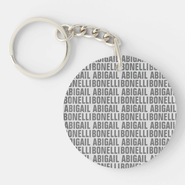 Add name minimalist bold modern grey chic keychain (Front)