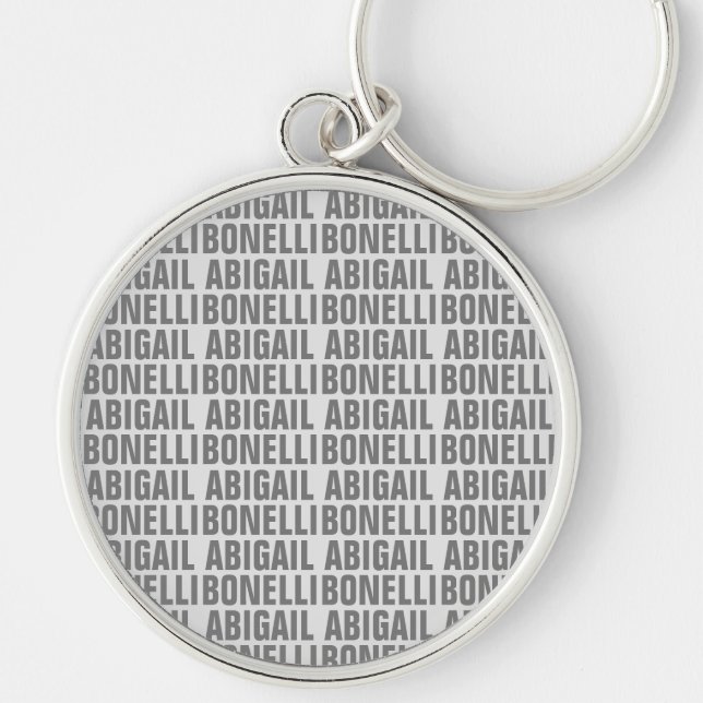 Add name minimalist bold modern grey chic keychain (Front)