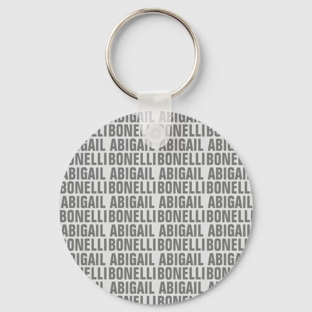 Add name minimalist bold modern grey chic keychain (Front)