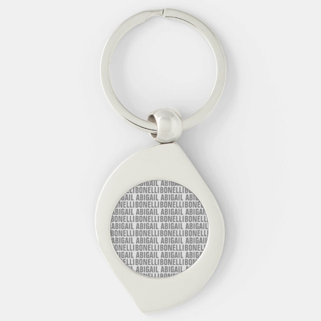 Add name minimalist bold modern grey chic keychain (Front)
