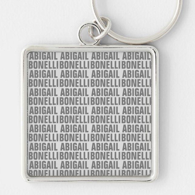 Add name minimalist bold modern grey chic keychain (Front)