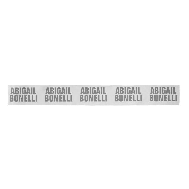 Add name minimalist bold modern grey chic satin ribbon (Front)