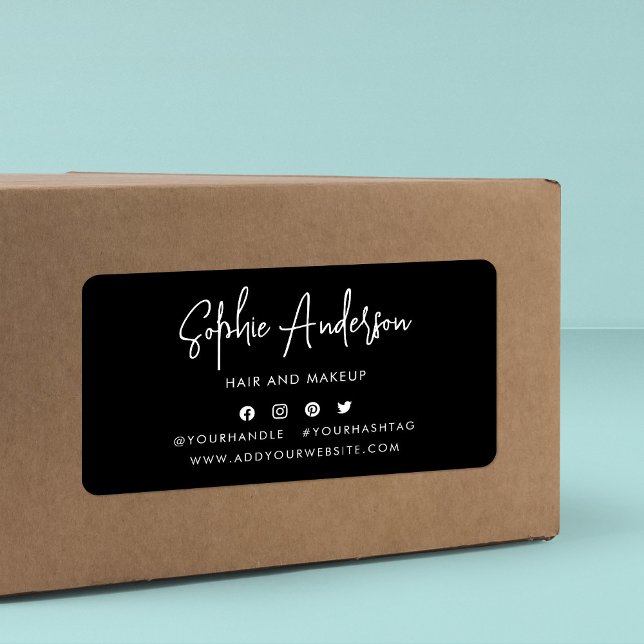 Add Name Modern Script Social Media Custom Colour Label (Creator Uploaded)