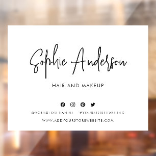 Add Name Modern Script Social Media Custom Colour Window Cling