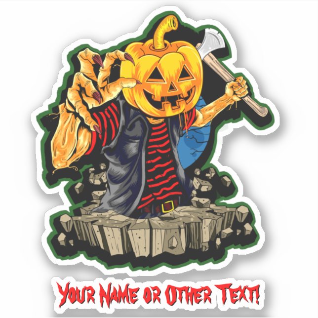 Add Name, Monster Pumpkin Head Axe Killer Zombie (Front)