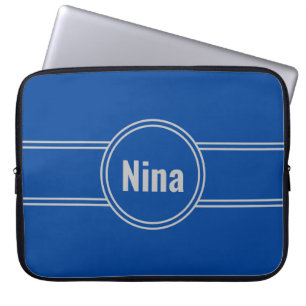 Add Name on Blue and Grey Laptop Sleeve