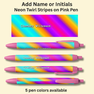 Add Name, on Neon twirl Black Ink Pen