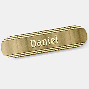 Add Name or Initials Brushed Metal Brown Tan Skate Skateboard