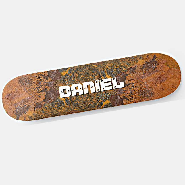 Add Name or Initials Rusty Steel Plate  Skateboard (Creator Uploaded)
