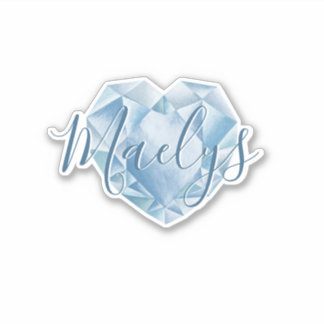  Add Name or Monogram Cute Chic Blue Heart Diamond