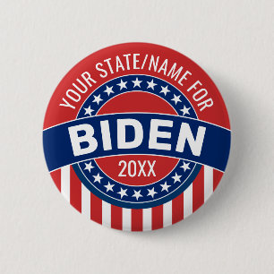 Add Name or State to Support Joe Biden 2020 2 Inch Round Button