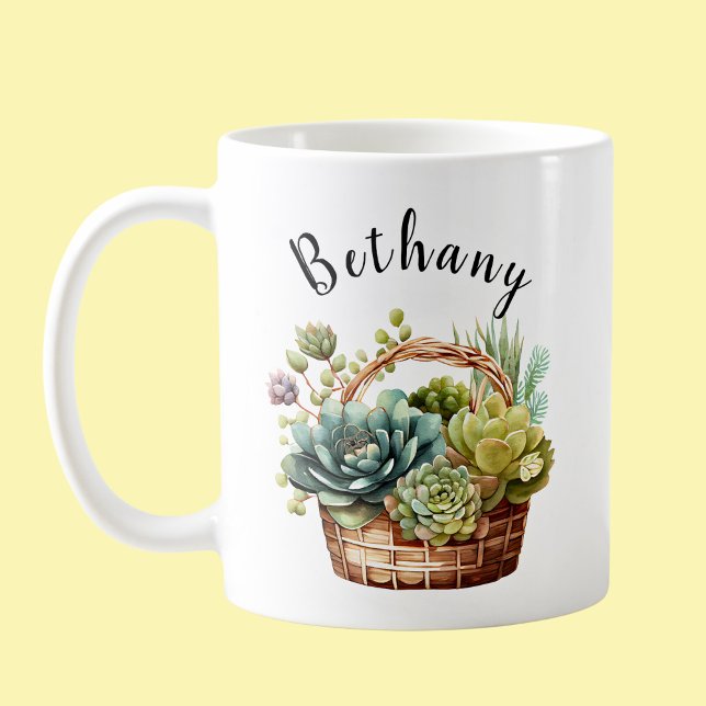Add Name or Text, Baskets of Succulent Plants Coffee Mug (Creator Uploaded)