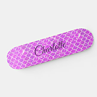 Add Name or Text, Purple Mauve Mermaid Scales   Skateboard