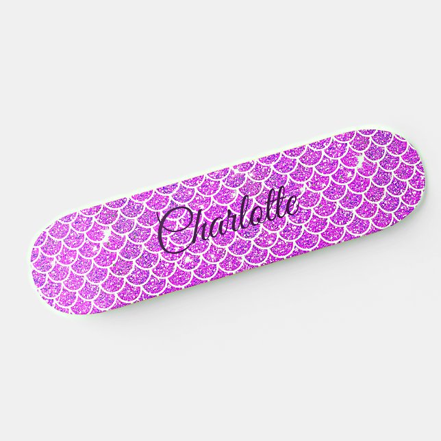 Add Name or Text, Purple Mauve Mermaid Scales   Skateboard (Creator Uploaded)